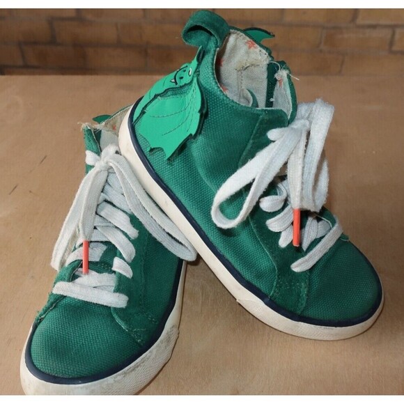 Mini Boden Dragon High Top Sneakers Size 29 Little Boys 11 11.5 Green Zip Up Tie - Picture 3 of 7